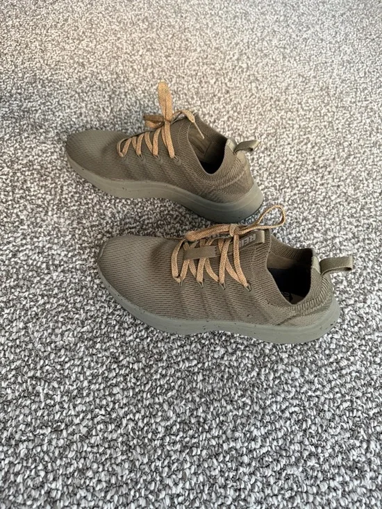 REI Olive Green Knit Athletic Sneakers with Tan Laces - Picture 1 of 3